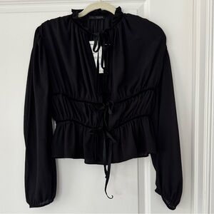 Zara Black Women's Tie Front Blouse